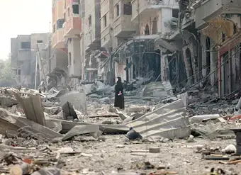 Extensive destruction is seen in the Gaza strip following Israeli airstrikes on 10 October 2023.