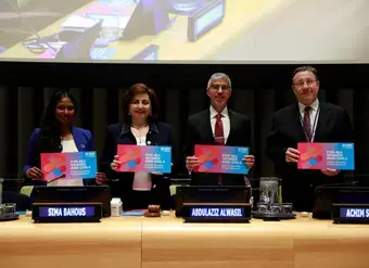 Global leaders and experts convene at the “For ALL Women and Girls: The Beijing+30 Action Agenda” event during CSW69 to discuss the six key actions to make faster strides towards gender equality. Photo: UN Women/Ryan Brown