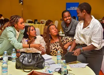 Activists and civil society members interact at the Conference with Sudanese Women Leaders to Influence the Peace Process and Support Coalition Building held in Kampala, Uganda in October 2023. Photo:UN Women/James Ochweri