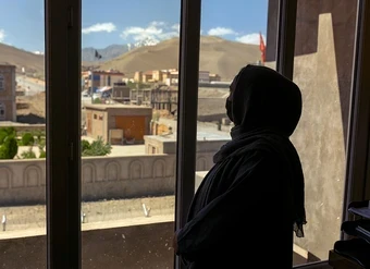A portrait of an Afghan woman in silhouette 