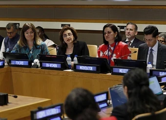 UN Women Executive Director Sima Bahous speaks at the High-Level Dialogue on Reinvigorating Feminist Multilateralism held at the UN Headquarters during the High-Level week of the 81st session of the UN General Assembly on 25 September 2026.  Photo: UN Women/Ryan Brown