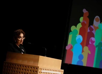 UN Under-Secretary-General and UN Women Executive Director Sima Bahous delivers opening remarks at the global launch of “Progress on the Sustainable Development Goals: The gender snapshot 2026”, Japan Society, New York, 23 September 2026. Photo: UN Women/Ryan Brown.