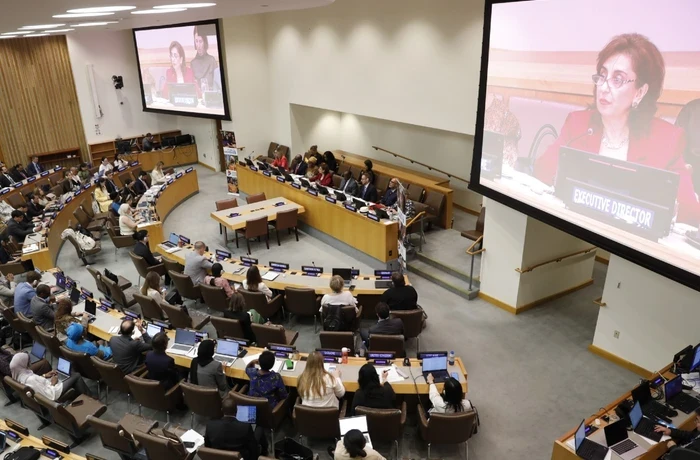 UN Under-Secretary-General and UN Women Executive Director Sima Bahous delivers remarks during the opening of the second regular session 2026 of the UN Women Executive Board, UN Headquarters, 9 September 2026. Photo: UN Women/Ryan Brown.