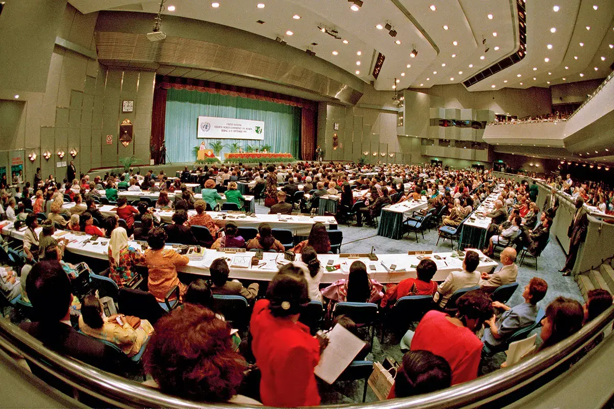 A scene from the United Nations Fourth World Conference on Women in Beijing, China on 5 September 1995. Photo: UN Photo/Zheng Yan Hui 