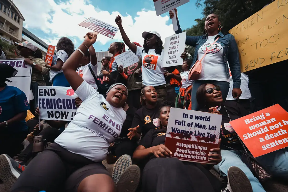 Women participate in a protest against femicide in Kenya in January 2024. At least 500 women and girls have been murdered in Kenya since 2016, despite the country's efforts to prevent gender-based violence.  Photo: William Kane Olwit