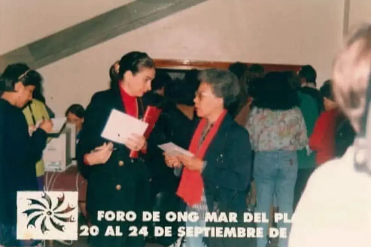 In the centre, to the left, Moni Pizani Orsini, at the Sixth Regional Conference on Women of Latin America and the Caribbean, held in Mar del Plata, Argentina, in 1994. Photograph: personal archive of Moni Pizani Orsini