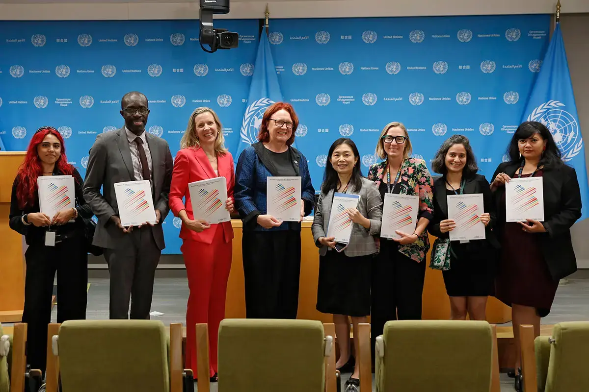 UN Women and the UN Department of Economic and Social Affairs launch the Gender Snapshot 2025 today at a press conference at the UN Headquarters in New York on the margins of UNGA80. The report shows both the cost of failure to invest in gender equality and the gains within reach. Photo: UN Women/Ryan Brown