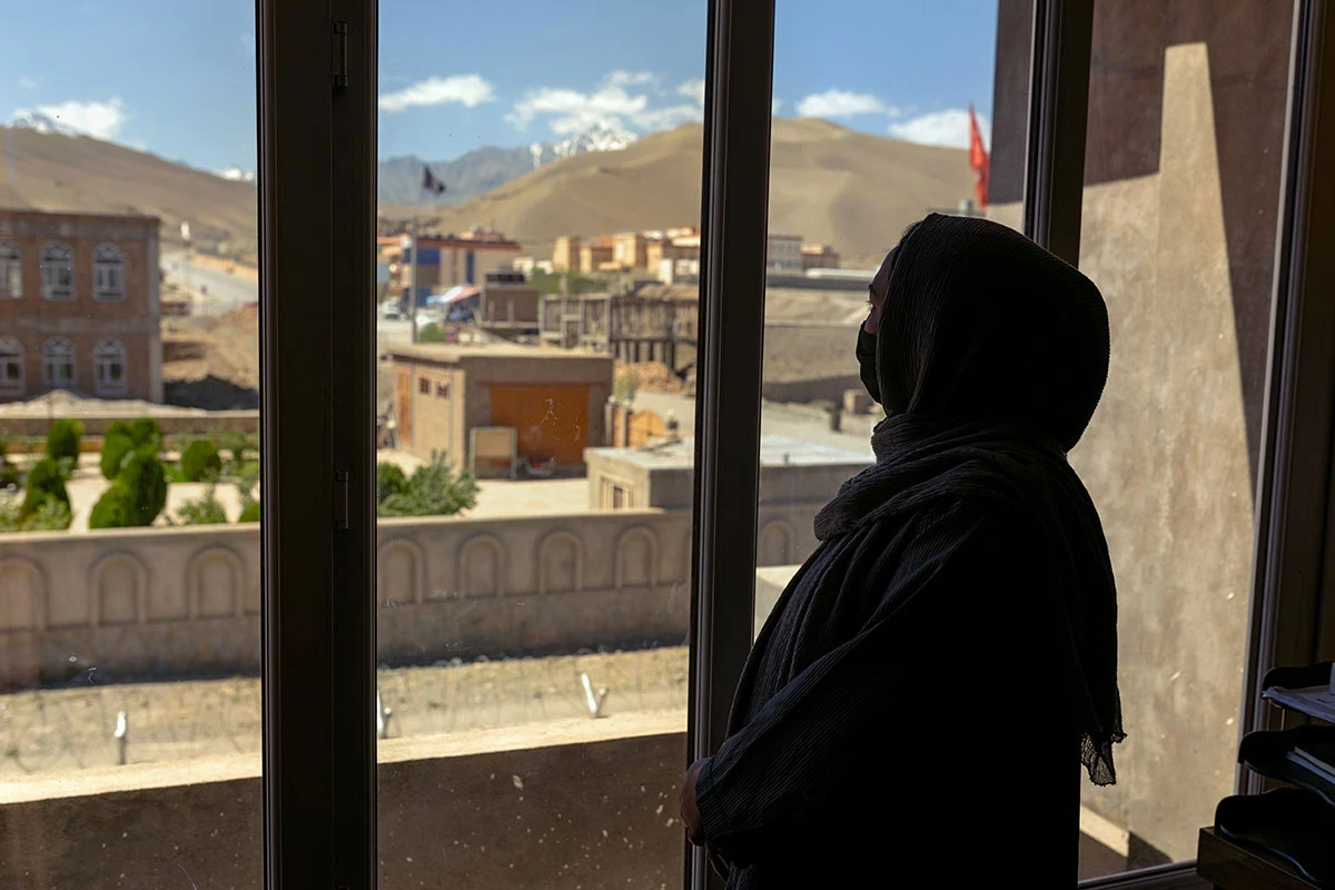 A portrait of an Afghan woman in silhouette 