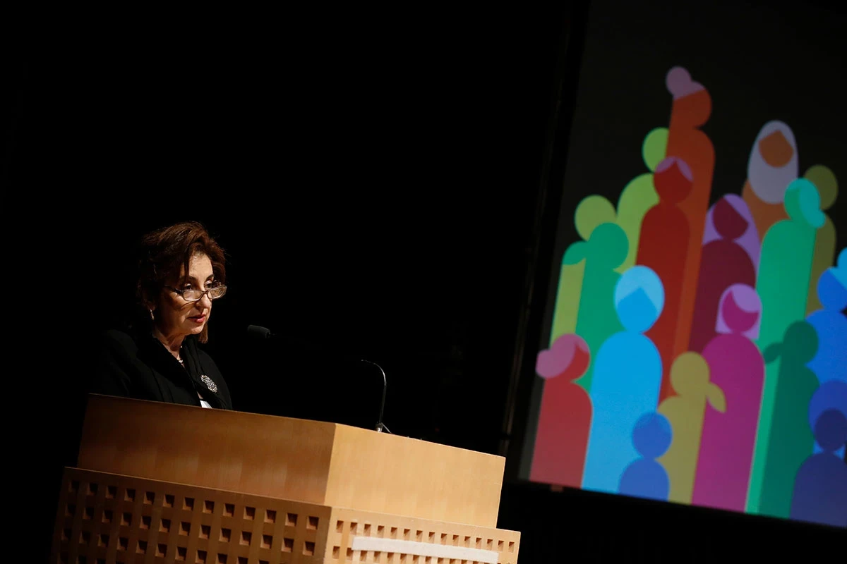 UN Under-Secretary-General and UN Women Executive Director Sima Bahous delivers opening remarks at the global launch of “Progress on the Sustainable Development Goals: The gender snapshot 2026”, Japan Society, New York, 23 September 2026. Photo: UN Women/Ryan Brown.