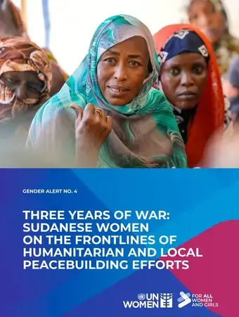 Gender alert: Three years of war: Sudanese women on the frontlines of humanitarian and local peacebuilding efforts - cover