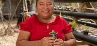 Gloria Díaz Beneficiaria de ONU Mujeres, en una comunidad de Chiquimula, Guatemala