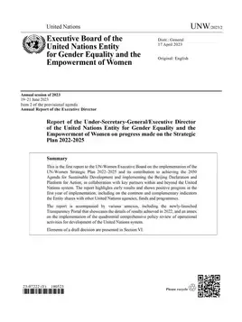 Report of the Under-Secretary-General/Executive Director of the United Nations Entity for Gender Equality and the Empowerment of Women on progress made on the Strategic Plan 2022–2025