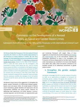 Comments on the development of a revised policy on sexual and gender-based crimes: Submission from UN Women to the Office of the Prosecutor at the International Criminal Court