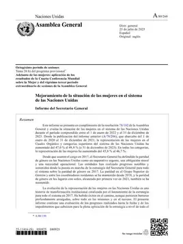 Mejoramiento de la situación de las mujeres en el sistema de las Naciones Unidas: Informe del Secretario General (2025)