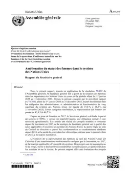Amélioration du statut des femmes dans le système des Nations Unies : Rapport du Secrétaire général (2025)