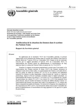 Amélioration de la situation des femmes dans le système des Nations Unies : Rapport du Secrétaire général (2017)