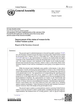 Improvement in the status of women in the United Nations system: Report of the Secretary-General (2019)
