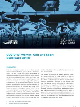 COVID-19, women, girls and sport: Build back better