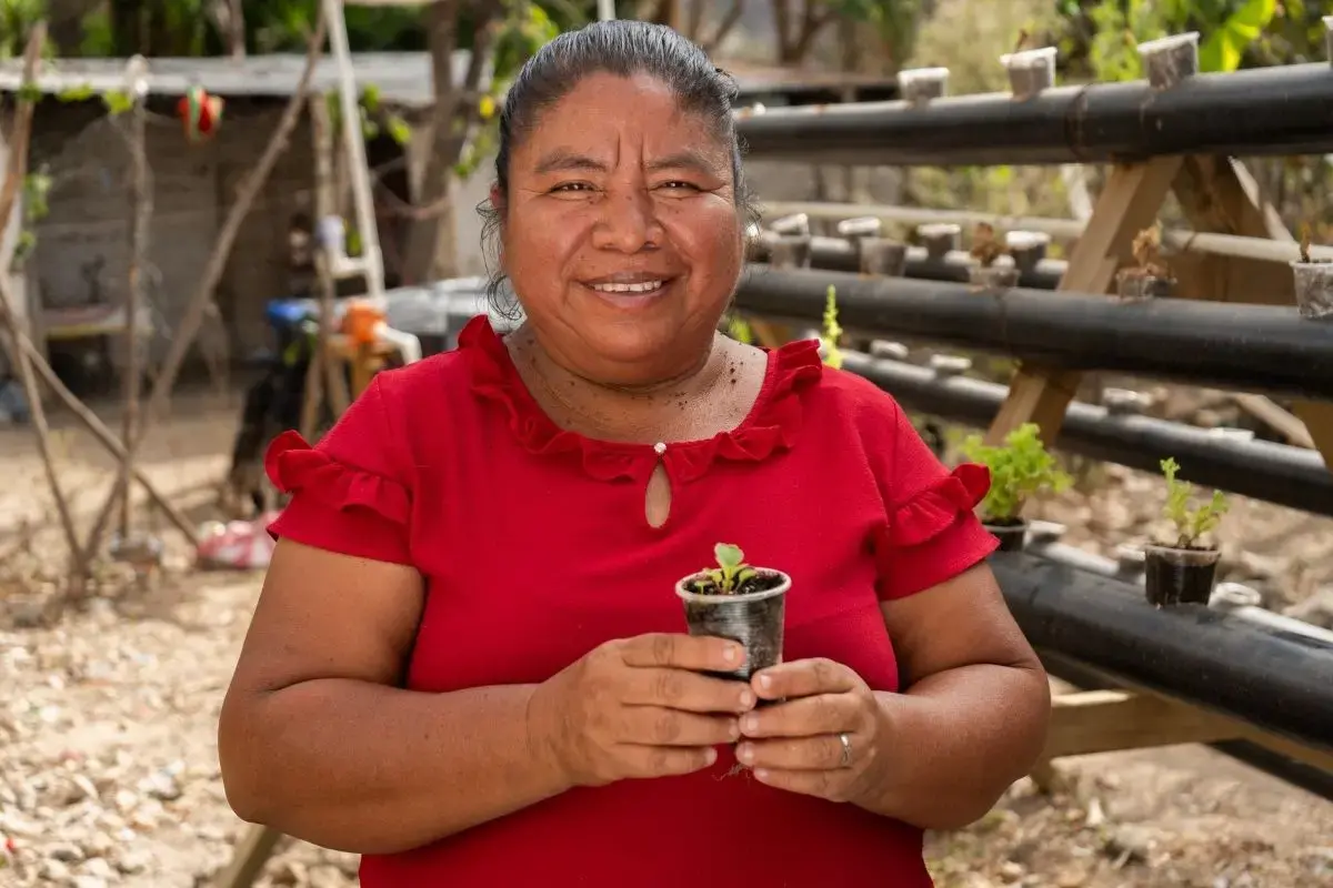 Gloria Díaz Beneficiaria de ONU Mujeres, en una comunidad de Chiquimula, Guatemala
