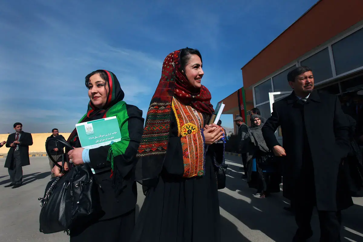 In 2004, Afghanistan adopted a new constitution which enshrined the rights of women and leading to a flourishing of female participation Afghan public life. The new constitution also included provisions to advance the right to political representation of women. Women parliamentarians of the Afghan Lower House (Wolesi Jirga or “House of the People”) arrive at their inauguration ceremony in Kabul on 26 January 2011. Photo: UN Photo/Eric Kanalstein