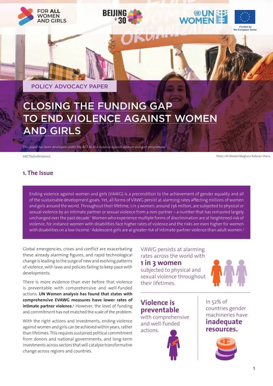 Closing the funding gap to end violence against women and girls
