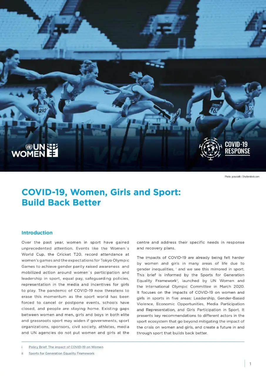 COVID-19, women, girls and sport: Build back better